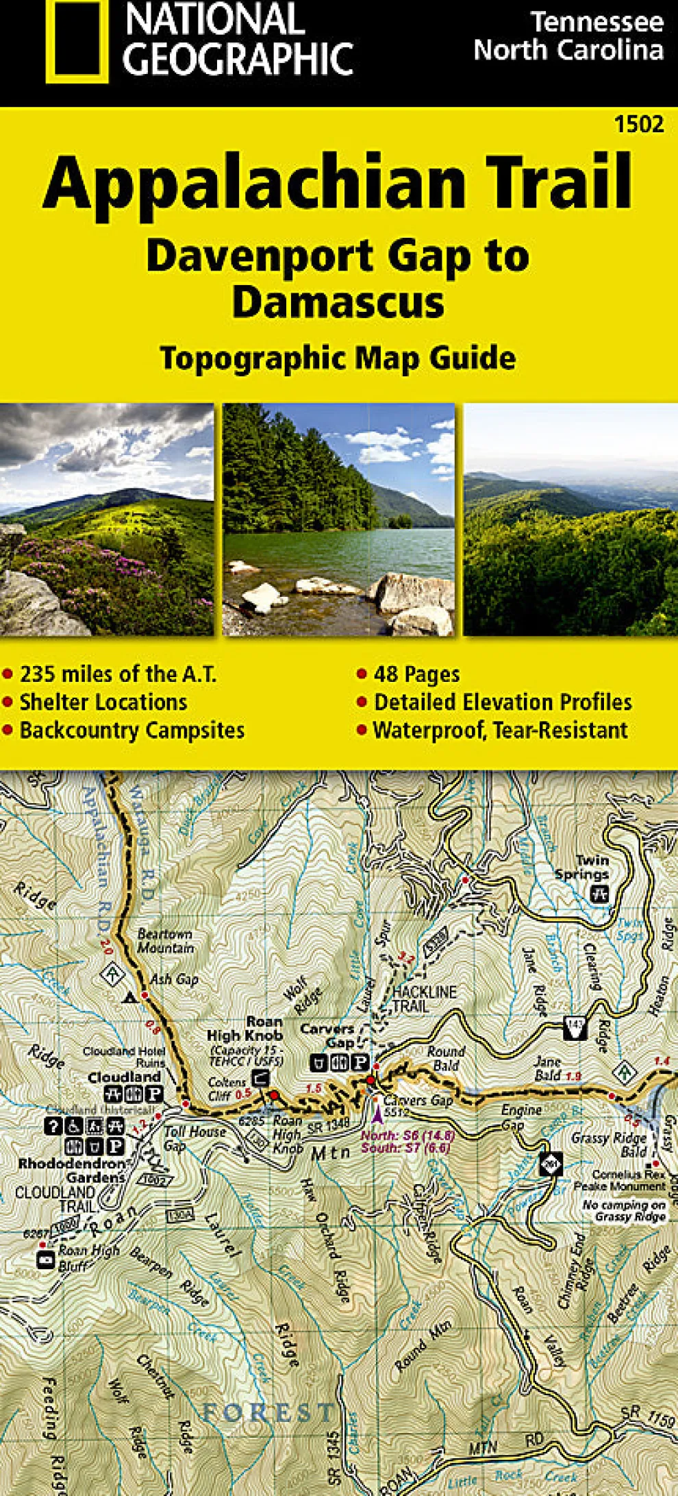Appalachian Trail: Davenport Gap to Damascus Map [North Carolina, Tennessee]