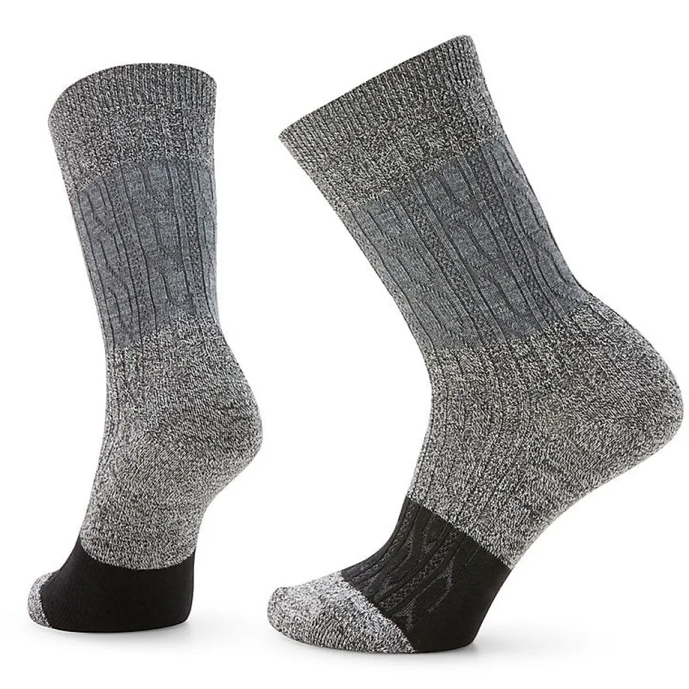 Everyday Color Block Cable Zero Cushion Crew Socks for Women