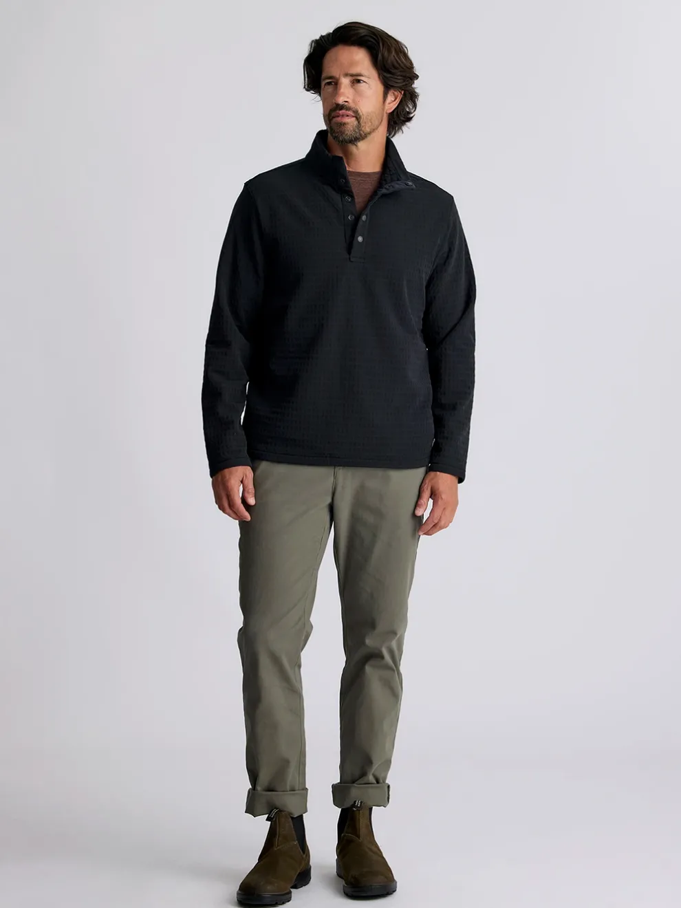 Gridback Fleece Snap Pullover for Men (SALE)