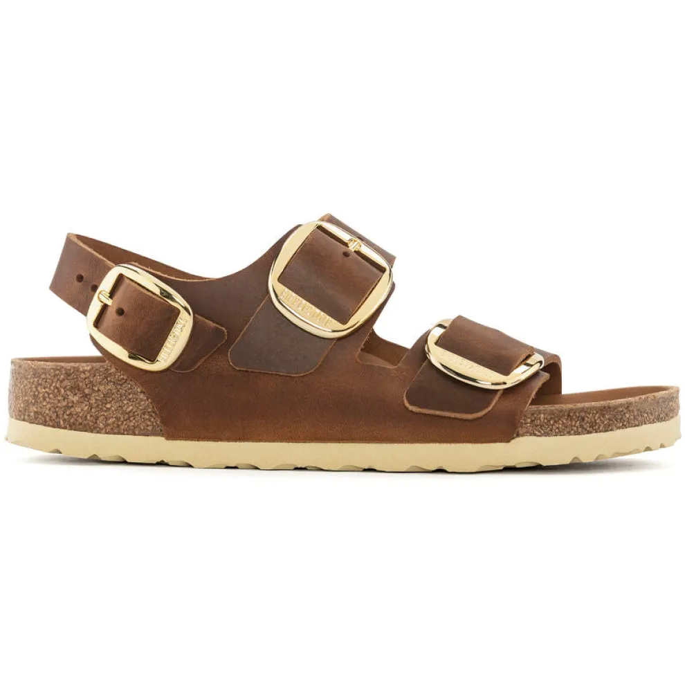 Milano Big Buckle Oiled Leather Sandals for Women (Medium/Narrow) (SALE)