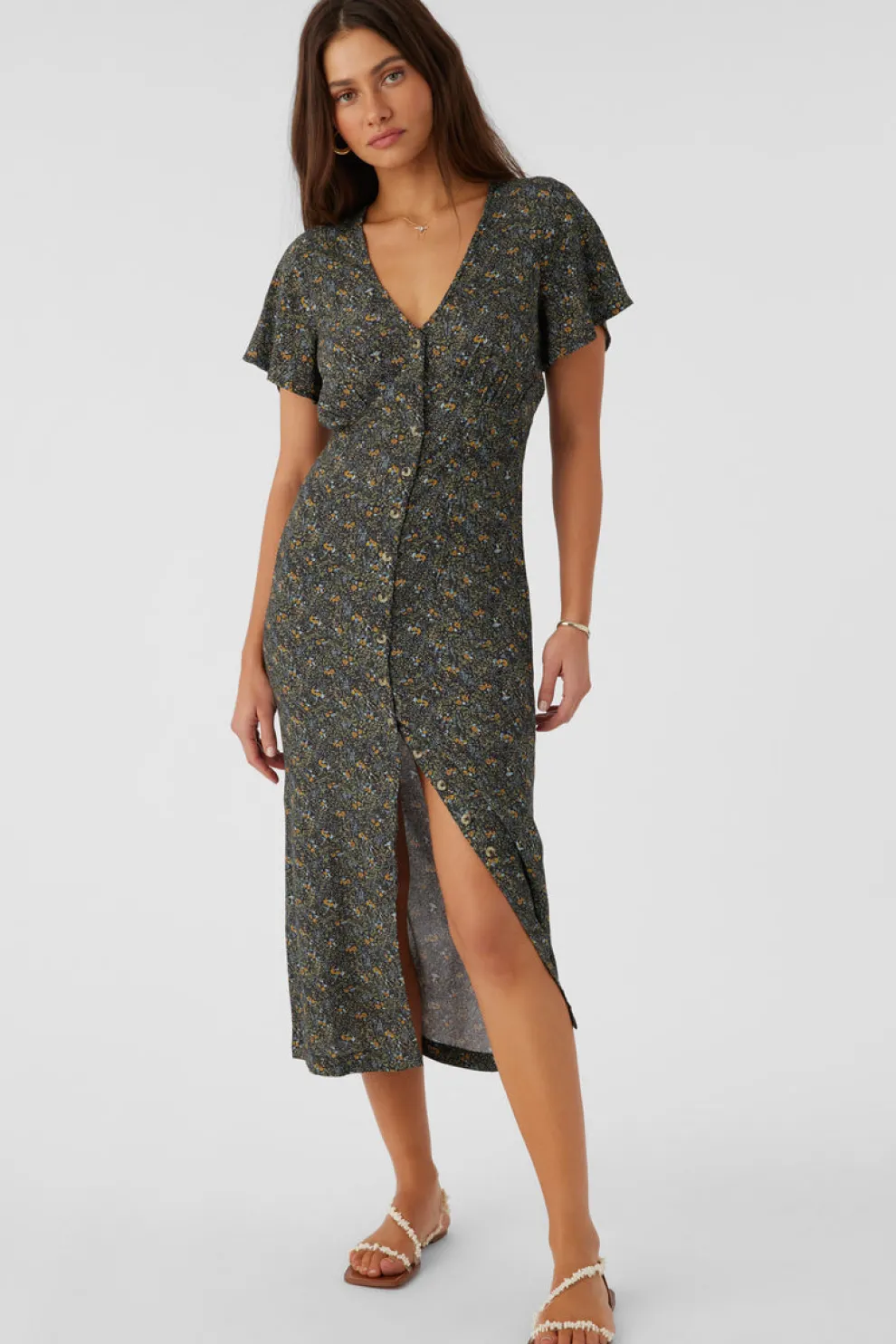 Rayney Ava Ditsy Button Front Midi Dress for Women