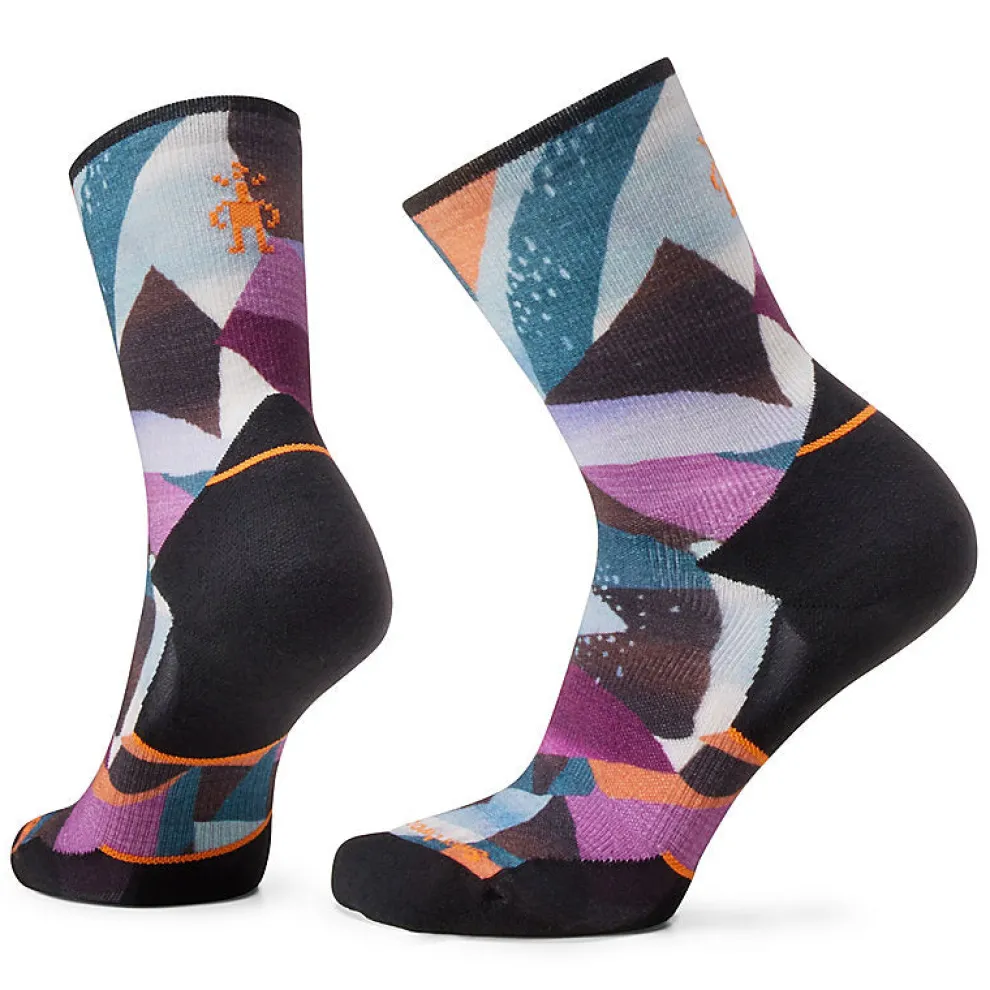 Trail Run Targeted Cushion Mosaic Pieces Print Crew Socks for Women