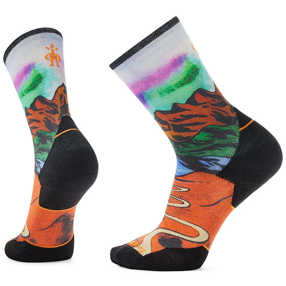 Trail Run Targeted Cushion Singletrack Print Crew Socks for Men