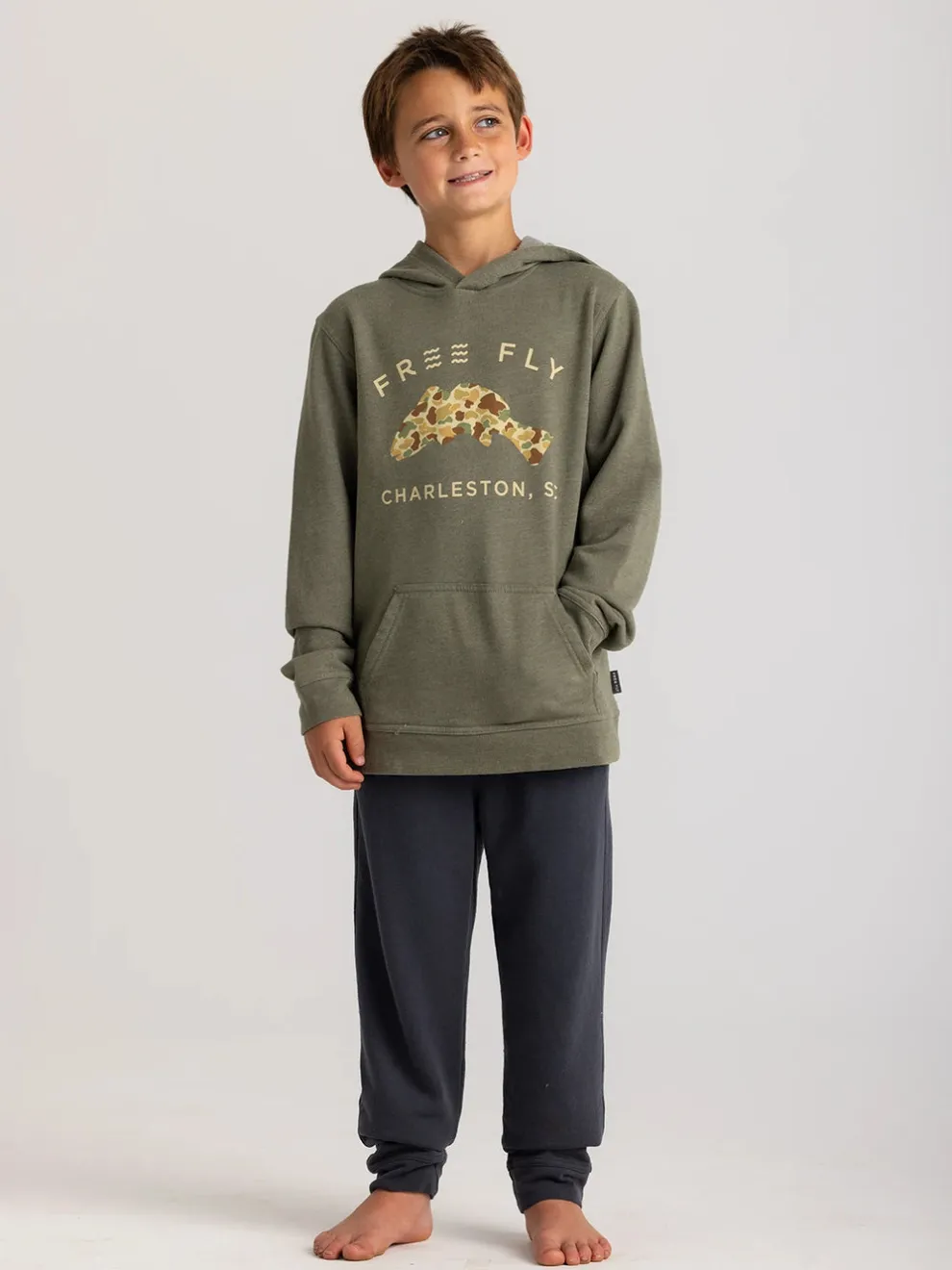Vintage Camo Redfish Fleece Hoodie for Youth